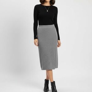 J.Crew Re-Imagined Merino Wool Blend Knit Wrap Midi Skirt - Gray, Size M